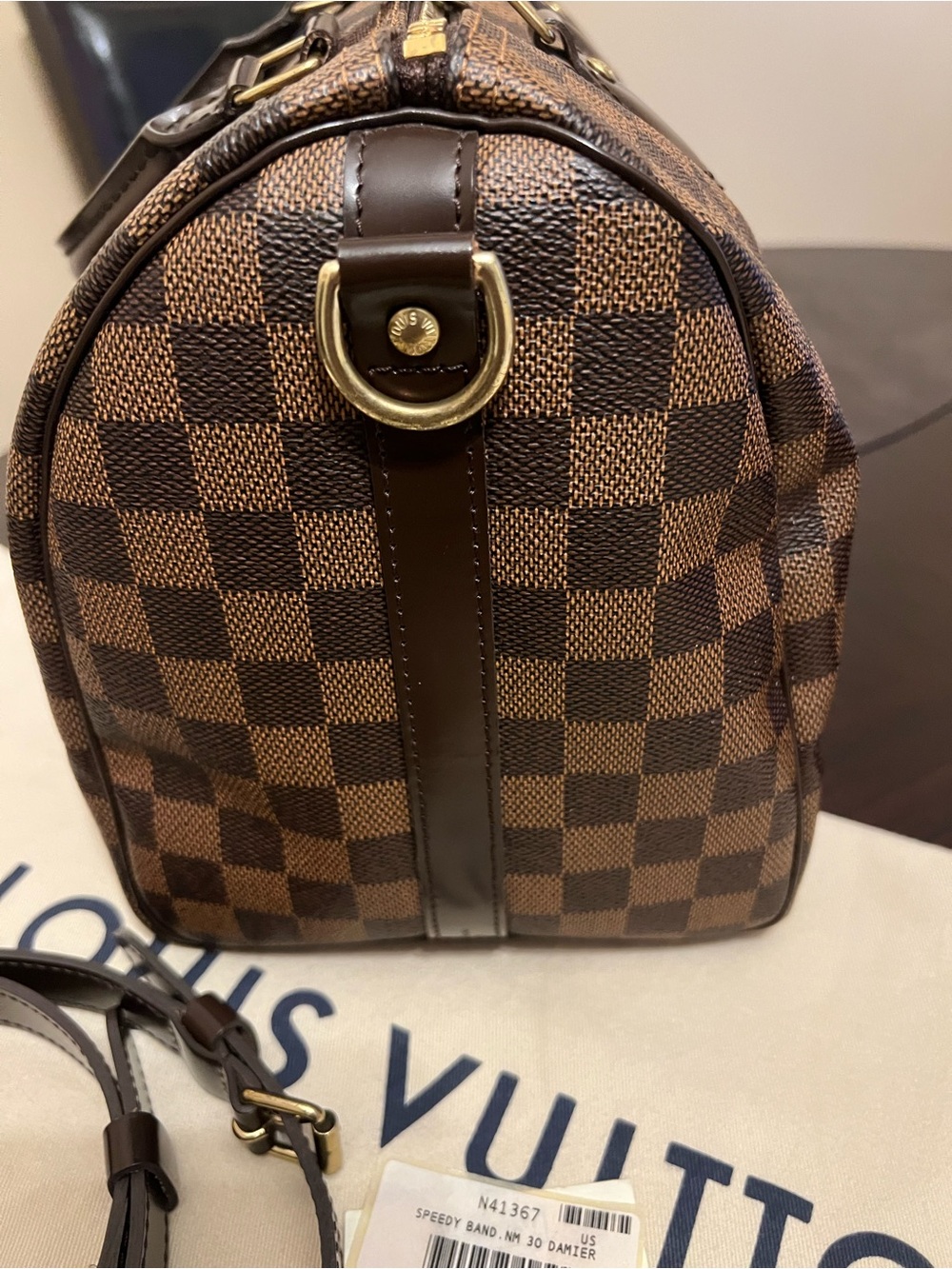 Louis Vuitton Damier Ebene Canvas Speedy 30 Bandoulière Crossbody Bag - Picture 12 of 14